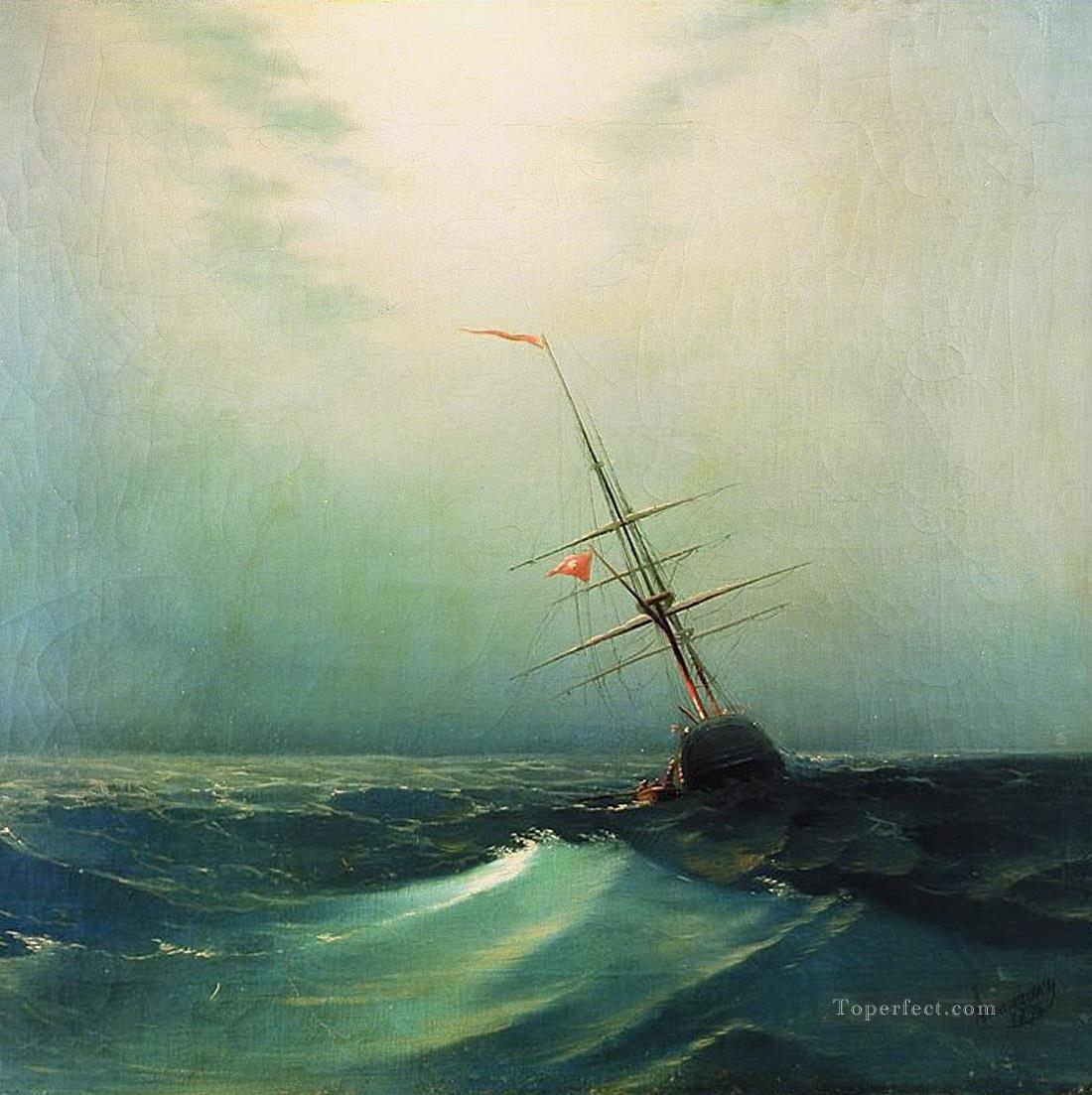 at night blue wave 1876 Romantic Ivan Aivazovsky Russian Oil Paintings